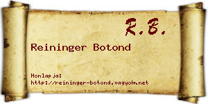 Reininger Botond névjegykártya